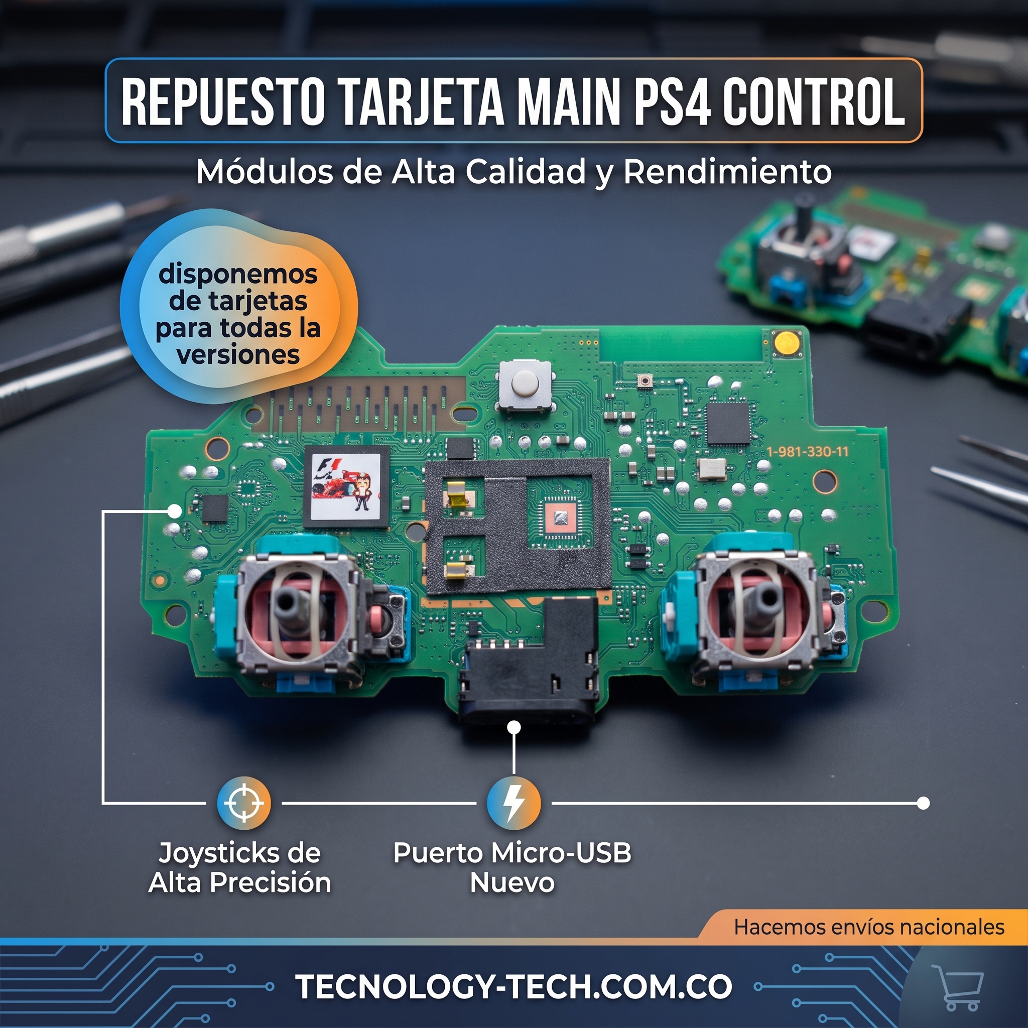 Placa Base / Tarjeta Lógica para Mando PS4 - Repuesto Todas las Versiones 1 Placa base mando PS4